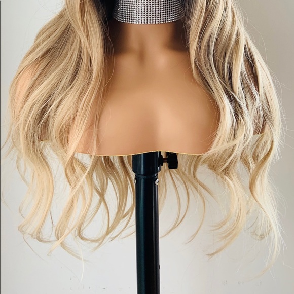 Very Pretty Ombre Golden Brown Synthetic Wig with Bangs - Picture 2 of 11